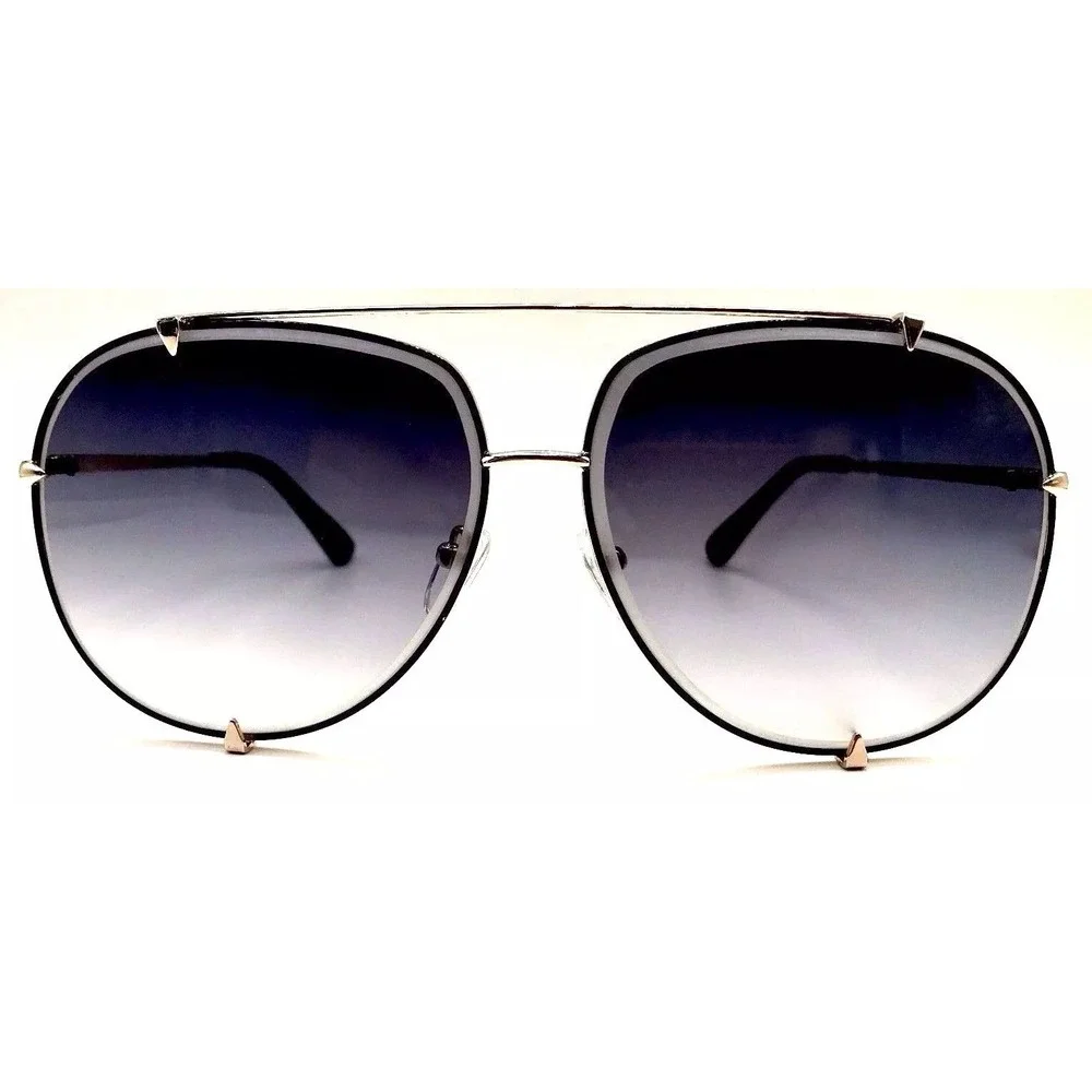 Mens Gold Modern Sunglasses Black Lens Double Bridge UV400 Fashion Streetwear